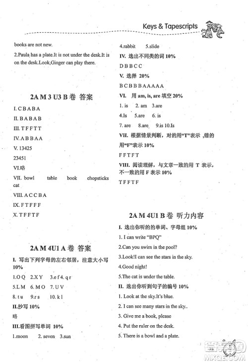2018版名师精选课课练二年级上英语N版参考答案 2018版名师精选课课练二年级上英语N版参考答案