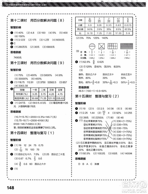 2018年小学数学课内培优跟踪练习册六年级上册参考答案