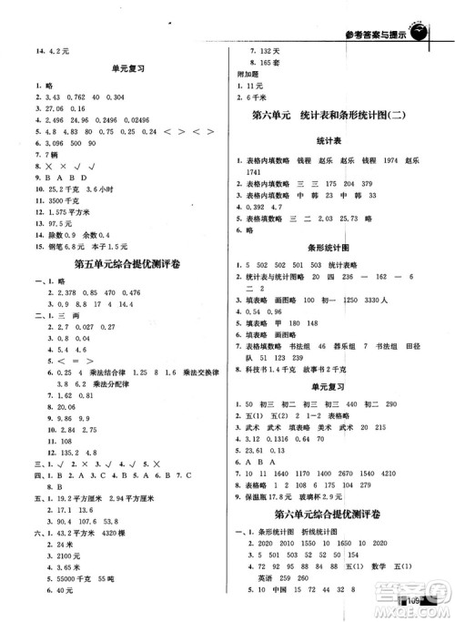 名师点拨培优训练2018版五年级数学上册江苏版参考答案