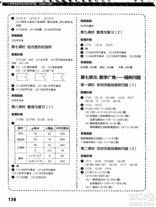 2018年学而思培优小学数学课内培优跟踪练习册五年级上册参考答案