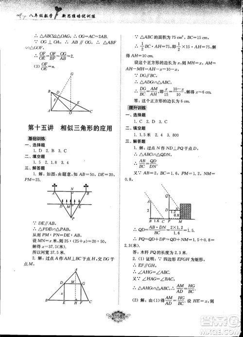 南大励学新思维培优训练数学八年级参考答案