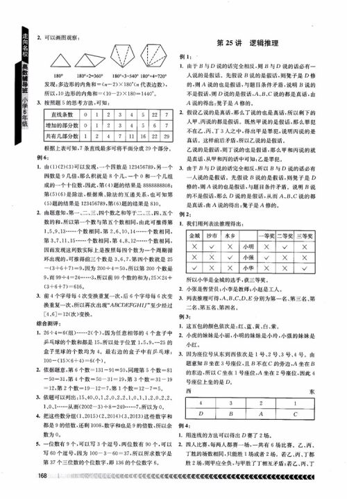 2018年南京出版社奥数辅导班小学六年级参考答案