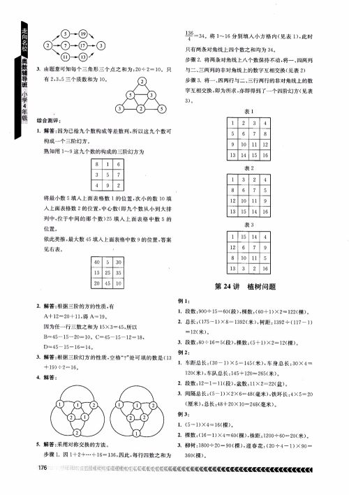 2018年南京出版社奥数辅导班小学四年级数学参考答案