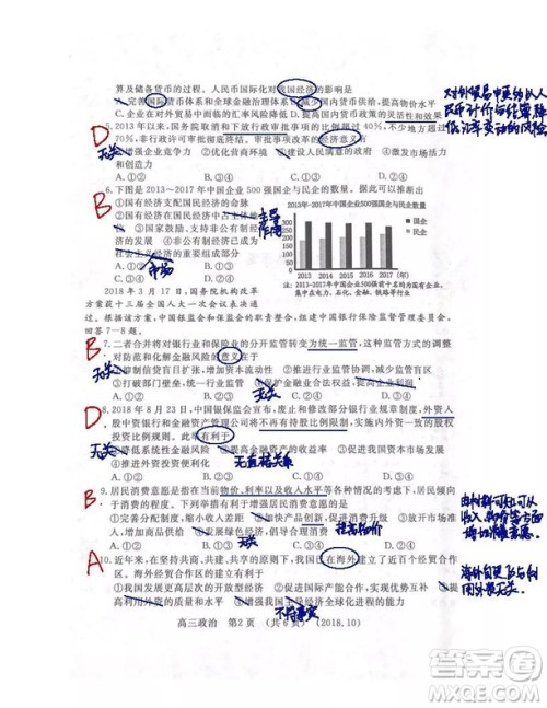 洛阳市2018-2019学年高中三年级期中考试政治试卷参考答案