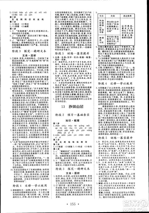 2018版课堂新坐标高中同步导学案语文必修1粤教版参考答案