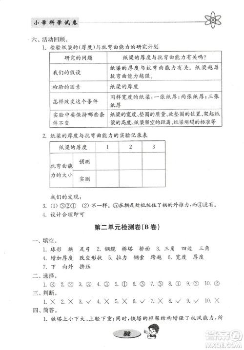 教科版六年级上册金钥匙小学科学试卷2018秋参考答案 教科版六年级上册金钥匙小学科学试卷2018秋参考答案