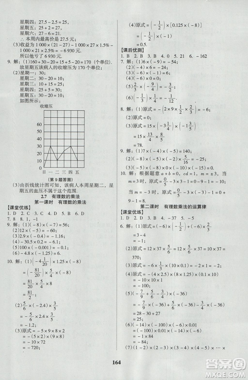 2018新版全优点练课计划七年级数学上册北师大版参考答案