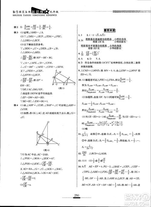 2018年探究应用新思维九年级数学参考答案 2018年探究应用新思维九年级数学参考答案