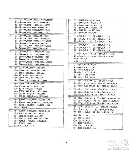 2018秋计算小能手四年级上册口算题卡人教版参考答案