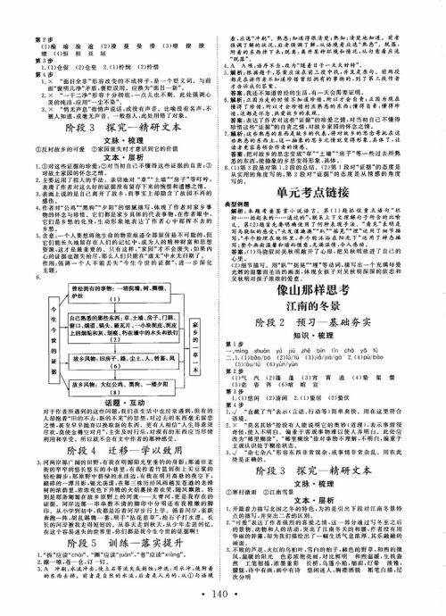 2018年高中新课程同步核心辅导非常学案语文必修1苏教版参考答案