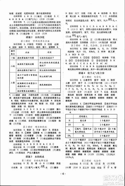 2018年自主与互动学习新课程学习辅导化学九年级上册人教版RJ参考答案