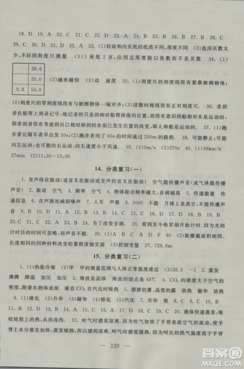 2018版启东黄冈大试卷物理八年级上册江苏科技教材适用参考答案 2018版启东黄冈大试卷物理八年级上册江苏科技教材适用参考答案