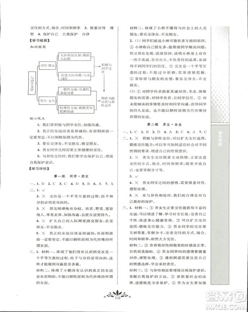 2018秋新课程自主学习与测评初中思想品德八年级上册人教版参考答案 2018秋新课程自主学习与测评初中思想品德八年级上册人教版参考答案