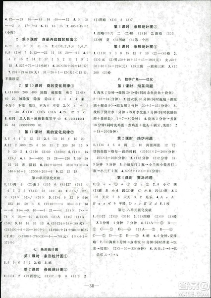 2018人教版学生课程精巧训练原创新课堂学练测数学四年级上册答案 2018人教版学生课程精巧训练原创新课堂学练测数学四年级上册答案