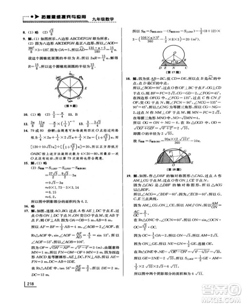 拓展思维探究与应用新体验新思维新方法9年级数学参考答案