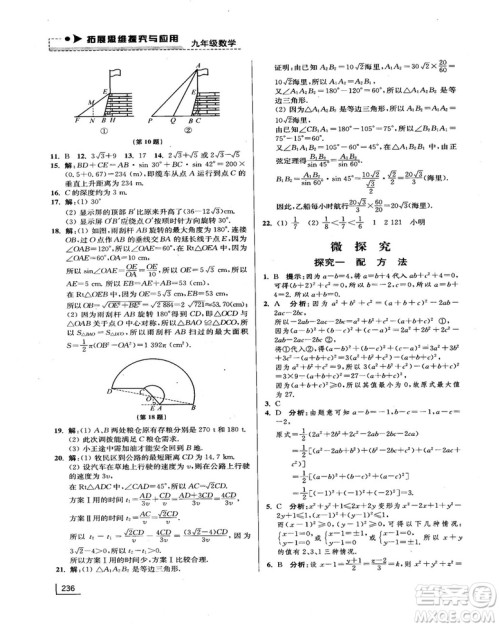 拓展思维探究与应用新体验新思维新方法9年级数学参考答案