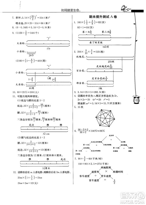 春雨教育2018秋小学数学应用题解题高手六年级上册RMJY人教版参考答案