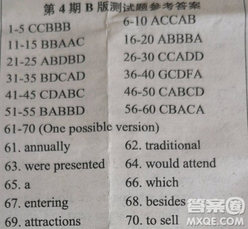 学生双语报2018-2019学年高三W版课标I第4期B版答案 学生双语报2018-2019学年高三W版课标I第4期B版答案