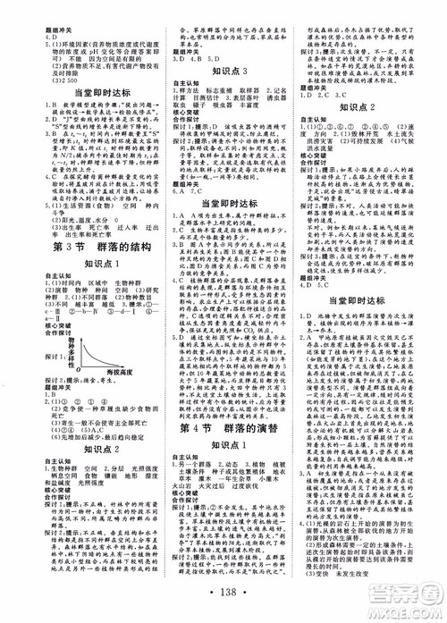 2018-2019课堂新坐标高中同步导学案生物必修3人教版x参考答案 2018-2019课堂新坐标高中同步导学案生物必修3人教版x参考答案