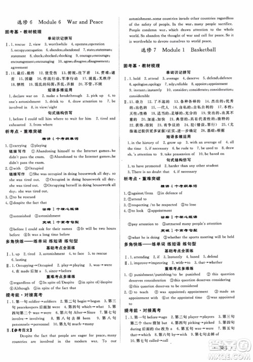 2019高考课堂新坐标高三一轮总复习英语外研版参考答案