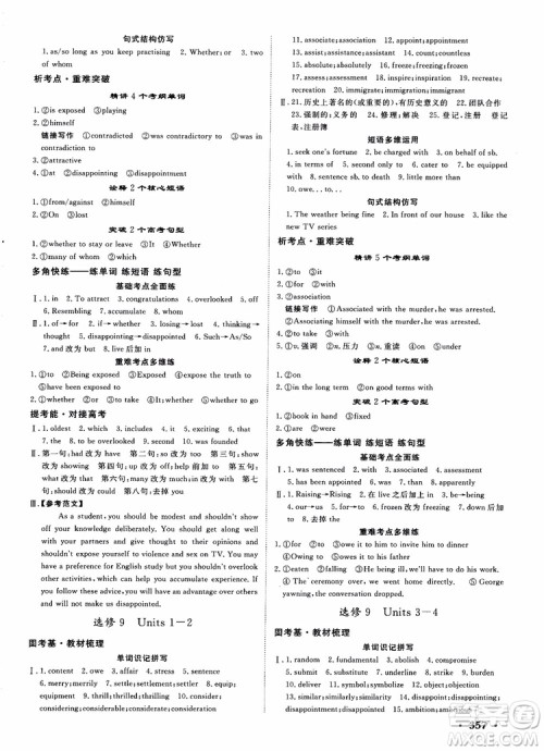 2019课堂新坐标高三一轮总复习英语译林版参考答案