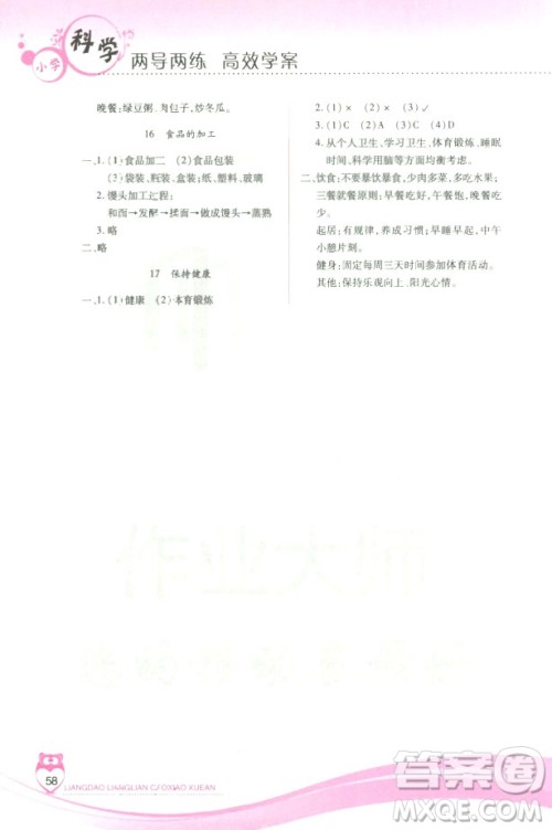 2018新河北人民版新课标两导两练高效学案科学三年级上册答案