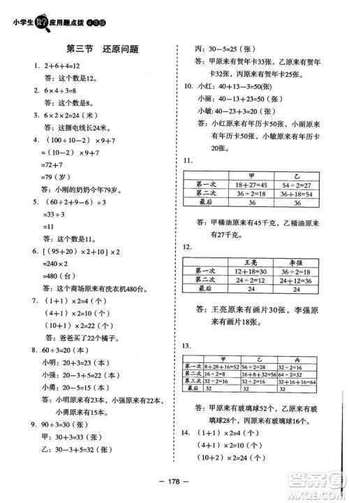 芒果教辅2018小学生数学应用题点拨四年级升级版参考答案 芒果教辅2018小学生数学应用题点拨四年级升级版参考答案