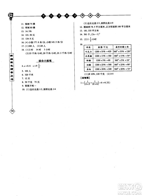 2018年帮你学数学作业本小学六年级上配合国家新课程答案