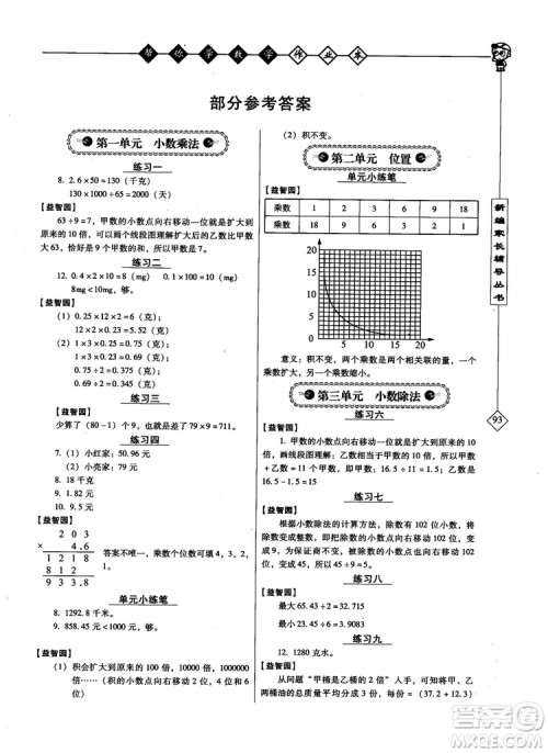 2018年帮你学数学作业本小学五年级上R配合国家新课程答案