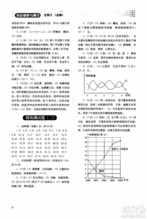2018年同步解析与测评生物必修3稳态与环境参考答案
