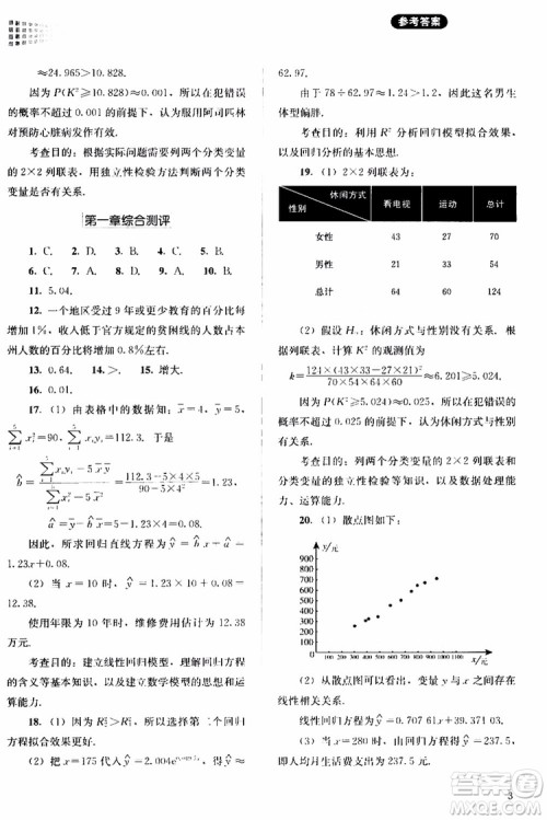 2018人教版高中金学典同步练习册同步解析与测评数学A版选修1-2参考答案
