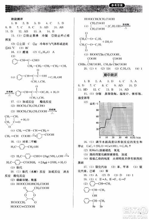 2018人教金学典同步解析与测评化学选修5有机化学基础同步练习册参考答案 2018人教金学典同步解析与测评化学选修5有机化学基础同步练习册参考答案