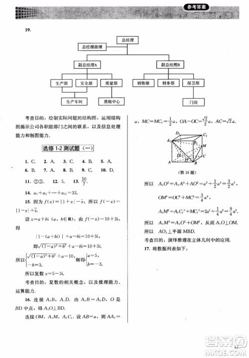 胜券在握2018同步解析与测评数学选修1-2A版参考答案 胜券在握2018同步解析与测评数学选修1-2A版参考答案