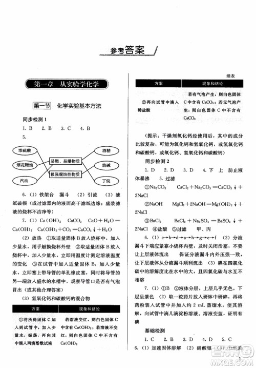 2018人教金学典高中化学必修1同步解析与测评参考答案 2018人教金学典高中化学必修1同步解析与测评参考答案