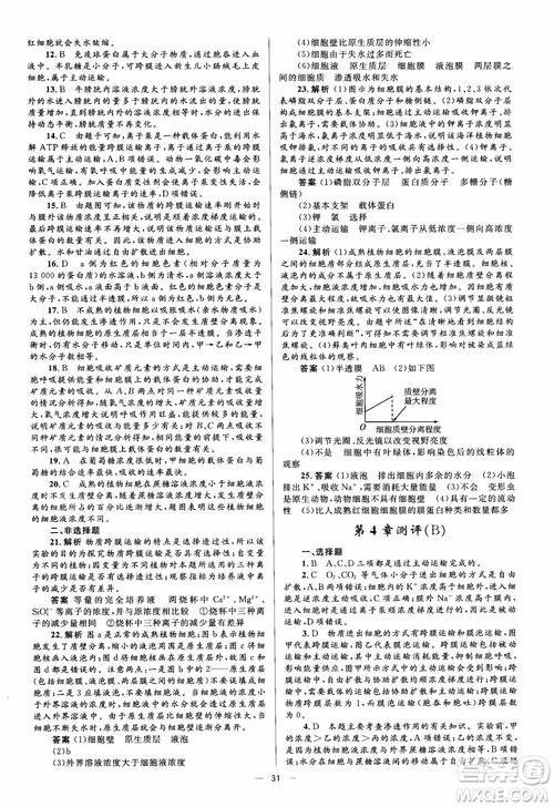 2018金学典同步解析与测评学考练生物必修1参考答案