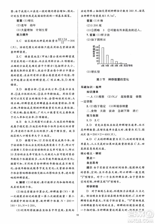 2018人教金学典同步解析与测评学考练生物必修3参考答案