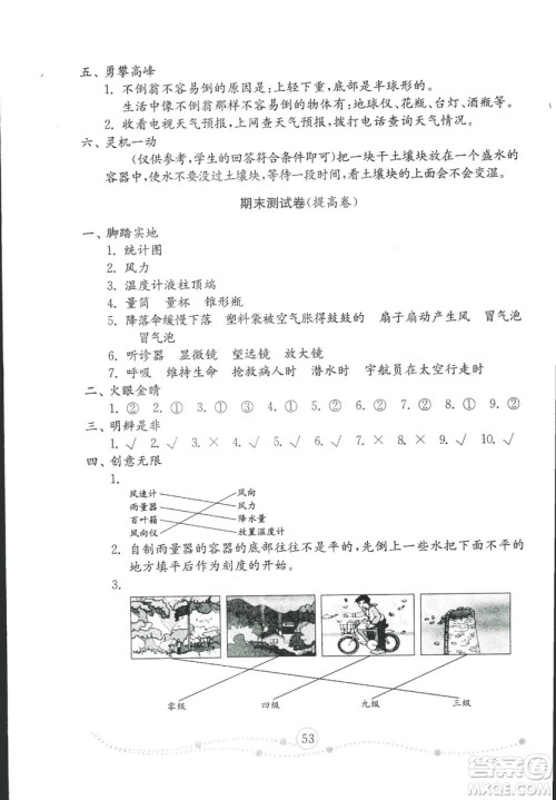 2018秋金钥匙小学科学试卷青岛版三年级上册参考答案