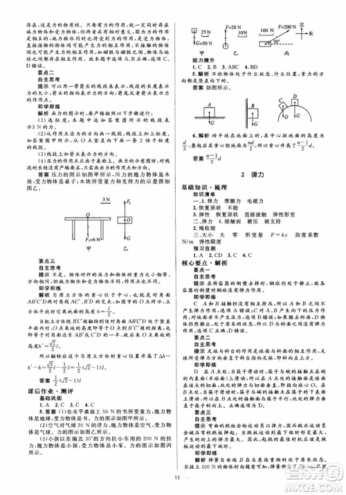 人教金学典2018物理必修1同步解析与测评学考练参考答案