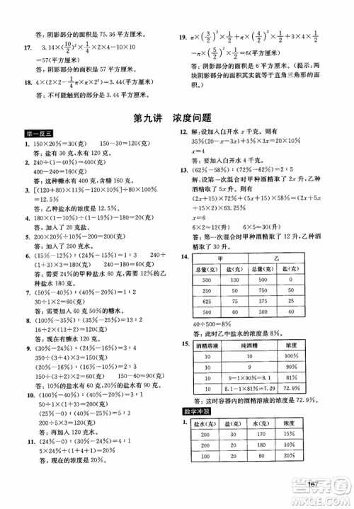2018年数学创新思维训练六年级参考答案 2018年数学创新思维训练六年级参考答案