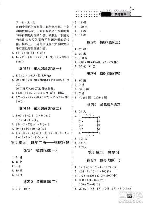 2018年木头马应用题小状元小学数学应用题通关训练五年级上册参考答案 2018年木头马应用题小状元小学数学应用题通关训练五年级上册参考答案