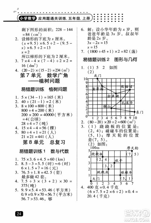 2018年木头马应用题小状元小学数学应用题通关训练五年级上册参考答案 2018年木头马应用题小状元小学数学应用题通关训练五年级上册参考答案