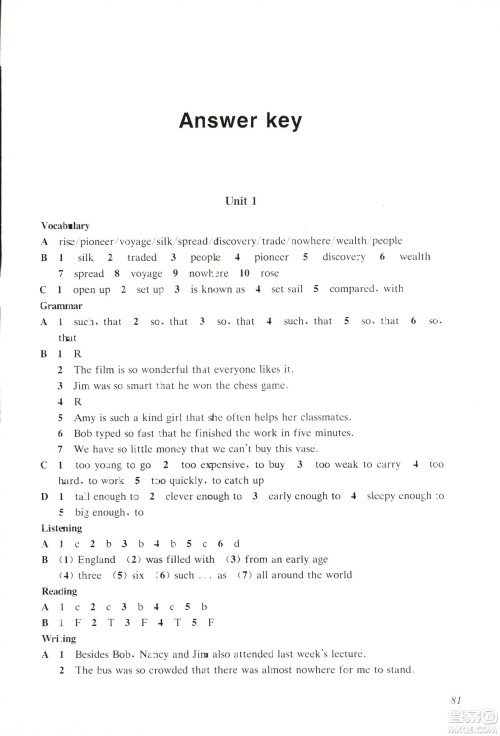 2018知识与能力训练英语评价手册九年级B上教版答案 2018知识与能力训练英语评价手册九年级B上教版答案