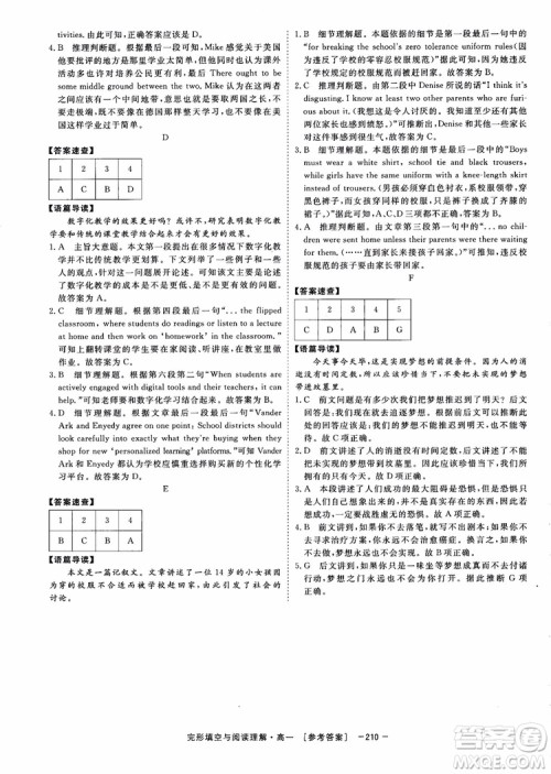 唐人英语2018顶尖训练完形填空与阅读理解160篇高一参考答案 唐人英语2018顶尖训练完形填空与阅读理解160篇高一参考答案