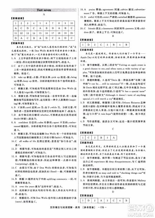 唐人英语2019顶尖训练高考完形填空与阅读理解160篇参考答案