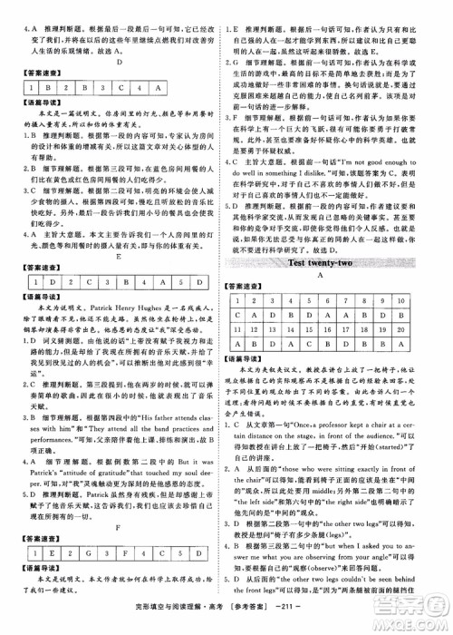 唐人英语2019顶尖训练高考完形填空与阅读理解160篇参考答案