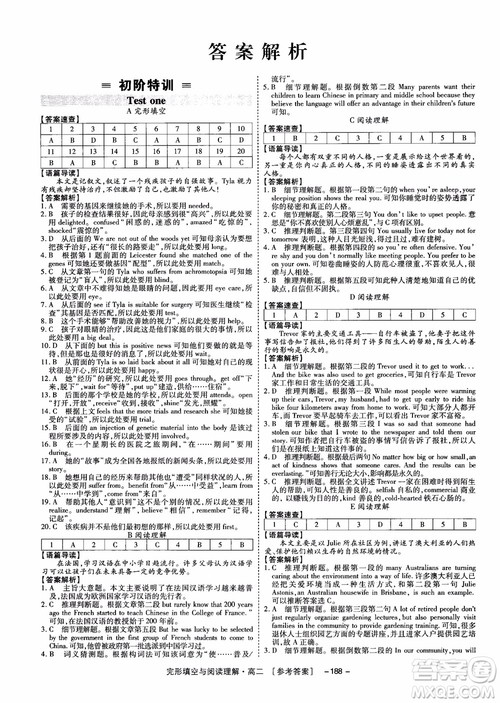 唐人英语2018顶尖训练高二完形填空与阅读理解160篇参考答案 唐人英语2018顶尖训练高二完形填空与阅读理解160篇参考答案