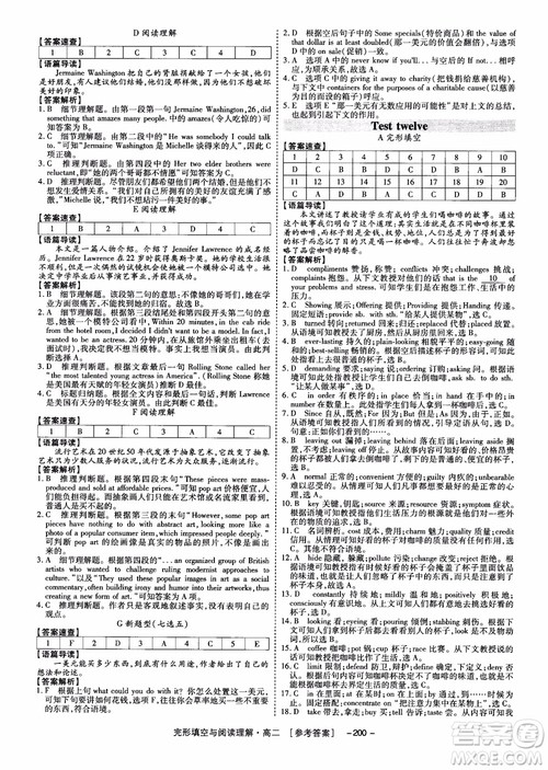 唐人英语2018顶尖训练高二完形填空与阅读理解160篇参考答案