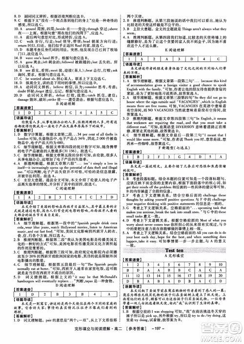 唐人英语2018顶尖训练高二完形填空与阅读理解160篇参考答案