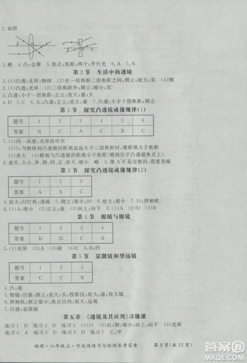 2018年新课标形成性练习与检测八年级物理上册参考答案 2018年新课标形成性练习与检测八年级物理上册参考答案