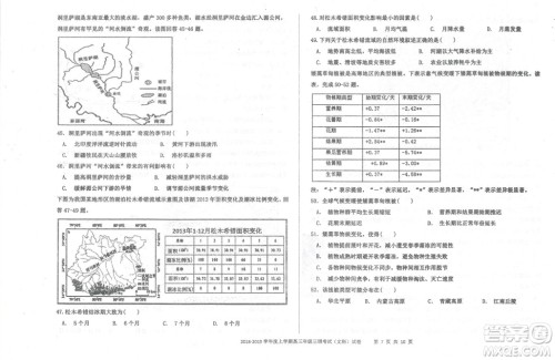 2019届河北省衡水中学高三上学期三调考试地理试题答案